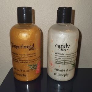 Philosophy Gingerbread Man and Candy Cane Body Shower Gel Bundle New